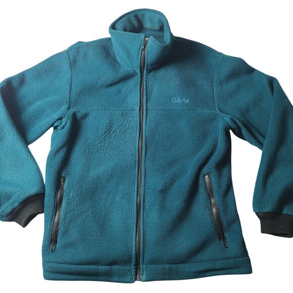 Vtg USA Cabelas Fleece Polartec Jacket Zippered Men's Size Large 90's Teal Green - Picture 1 of 9
